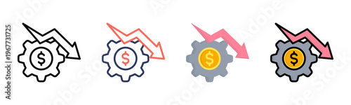 Reduce Cost icon set multiple style collection