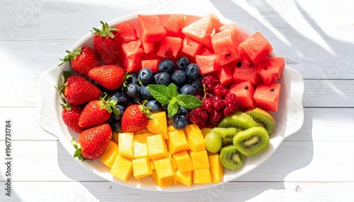 Wallpaper Mural Vibrant Summer Fruit Platter with Fresh Berries, Melon, Mango, and Kiwi. Torontodigital.ca