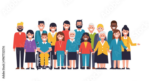 Diverse group of people standing together.