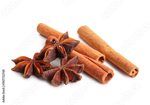 Anise stars and cinnamon on...
