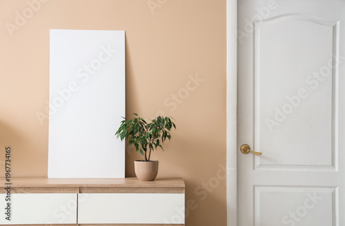 Commode with houseplant and...
