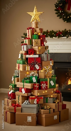 Gift Box Christmas Tree - A Festive Holiday Display.