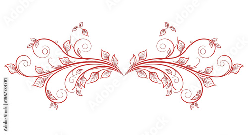 Intricate red floral design element.