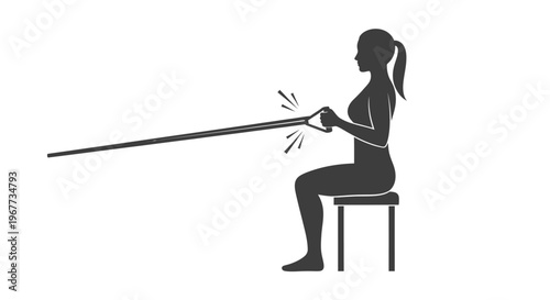 Woman doing seated resistance band rows for upper body workout