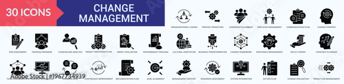 Change Management Icon Pack Illustration Vector Glyph Style 