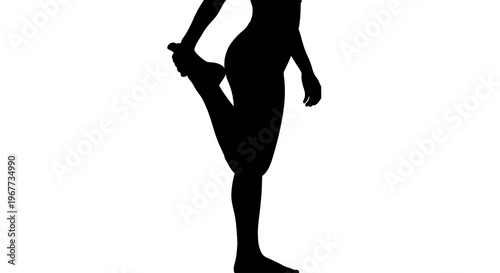 Cropped silhouette of a female doing quadriceps leg stretch