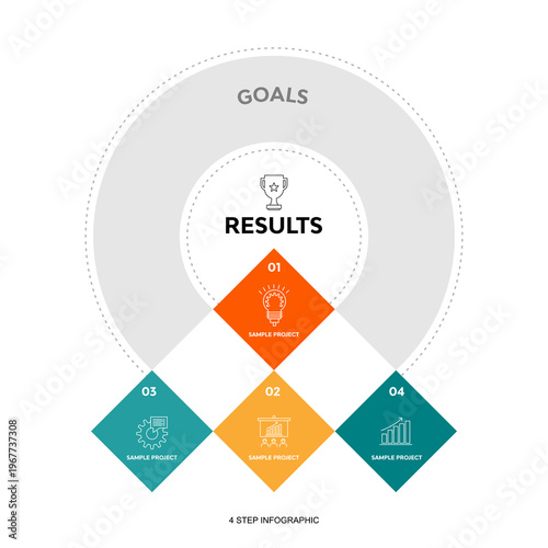 Infographic circle 4 options to achieve business results. Infographic 4 steps. Vector editable eps.