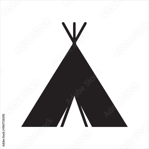 teepee tent black silhouette vector, camping teepee icon vector