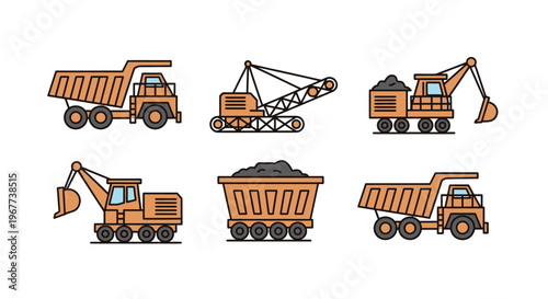 Heavy Industry Construction Dump Trucks Vehicles.