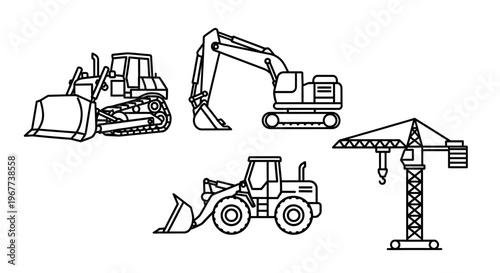 Heavy machinery construction equipment vehicles.