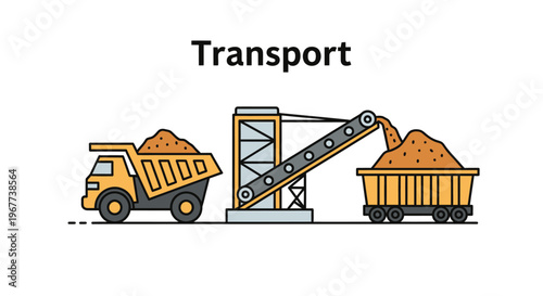 Industrial vehicles in a mining site.