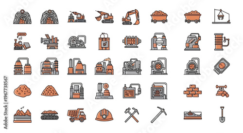 Mining Industry Icons and Symbols.