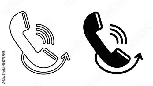 Phone Call Back Icon  Communication, Customer Support, and Telemarketing Symbols in Line and Solid Flat Style
