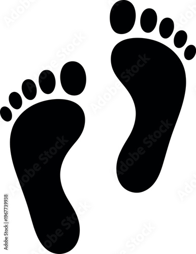 Fotografie Footprint icon set with human walking steps representing journey, hiking, outdoo