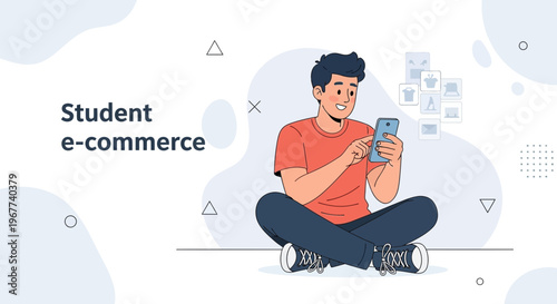 Student using smartphone for e-commerce, online shopping, digital lifestyle