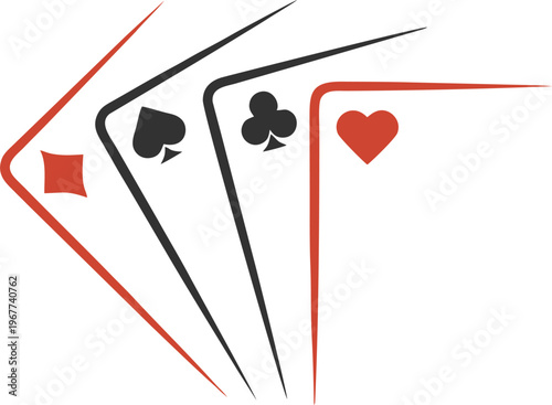 Four Aces Playing Cards Suits Minimalist Design