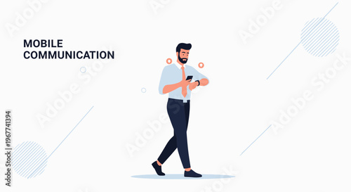 Man Using Mobile Phone for Communication, Business and Technology Concept