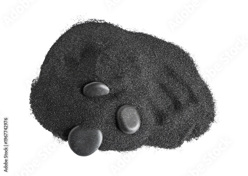 Heap of black beach sand wi...