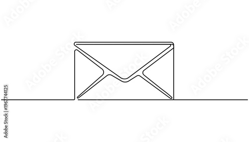 Continuous one line drawing Envelope icon, email symbol, mail vector, communication sign