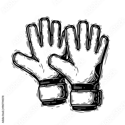 Vector Pinocut Football goalkeeper gloves, an illustration.