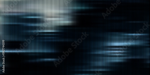 Futuristic ribbed texture with fractal glass effect and smooth fluted vertical lines of rainbow neon gradient. Bold and dynamic design blending bright colors and geometry visuals. Vector illustration