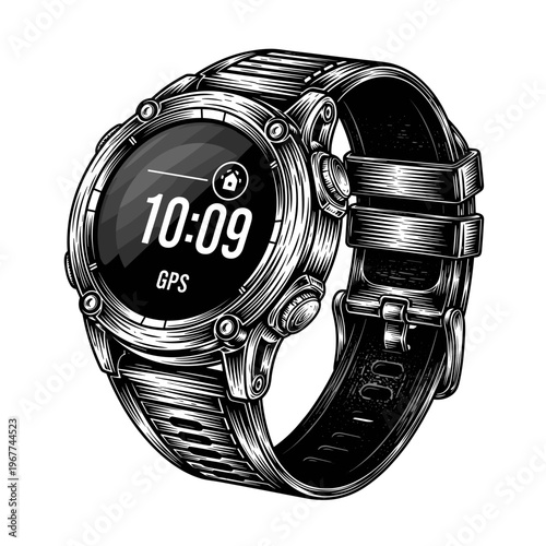 Vector Pinocut A detailed illustration of a modern smartwatch with a clear display.