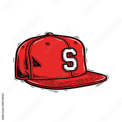 Vector Pinocut A red baseball cap with a prominent S letter in a cartoon style.