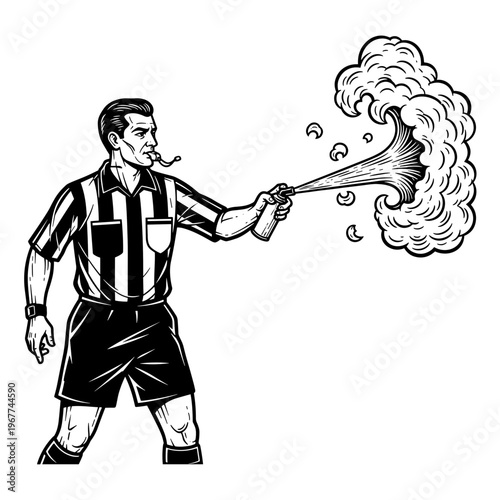 Vector Pinocut A cartoon style image of a referee using spray.