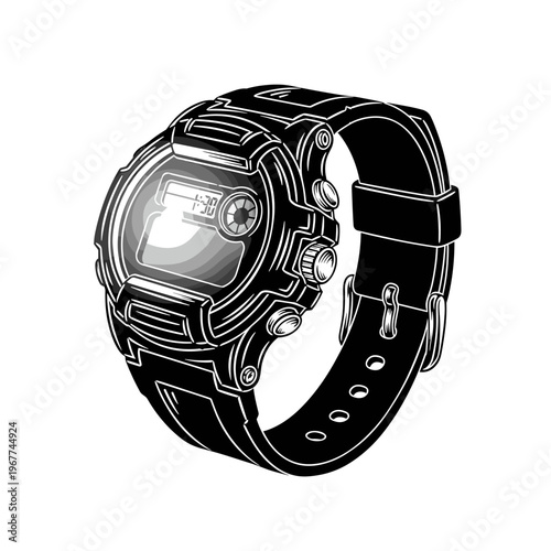 Vector Pinocut Sleek modern watch design in monochromatic tones.
