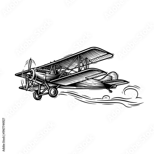 Vector Pinocut Vintage airplane illustration.