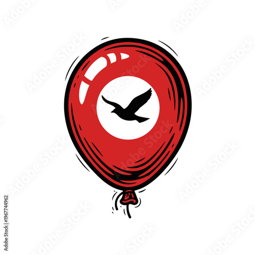 Vector Pinocut A unique illustration of a red balloon bearing a bird image.