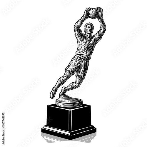 Vector Pinocut A soccer goalkeeper sculpture reaching for the ball.