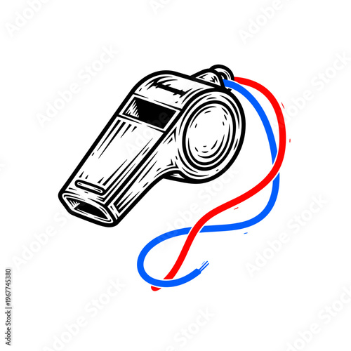 Vector Pinocut A whistle, a common tool used in sports and competitions.