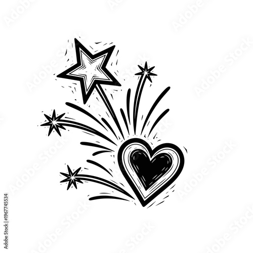 Vector Pinocut A heartwarming illustration featuring a heart and star burst. 
