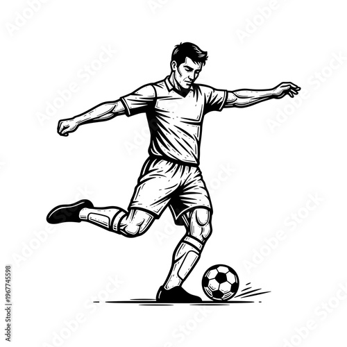Vector Pinocut An illustration of a footballer kicking a ball.