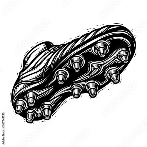 Vector Pinocut Soccer boot, a detailed illustration with the studs prominent.