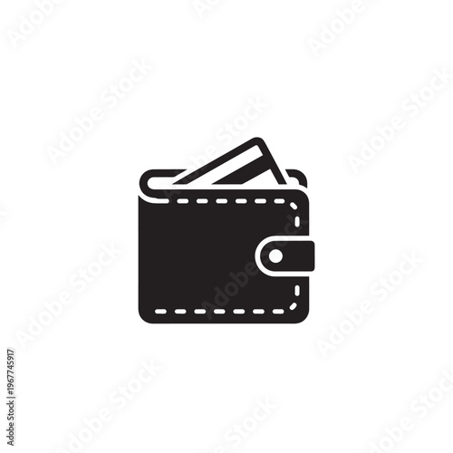 Wallet Card Icon Flat Black Silhouette Clean Logo White Background