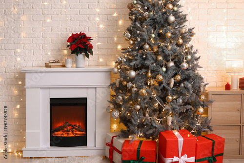 Christmas tree and fireplac...