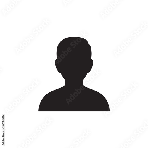 User Avatar Icon Flat Black Silhouette Clean Logo White Background