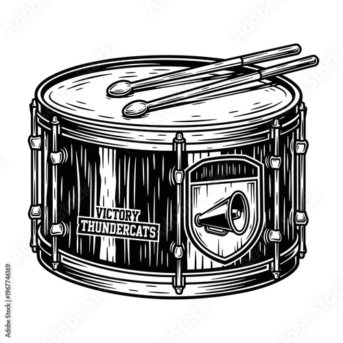 Vector Pinocut An illustrative depiction of a drum, showcasing its details, perfect for musical themes.