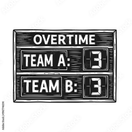 Vector Pinocut Close-up of a scoreboard displaying the final score in an overtime game.
