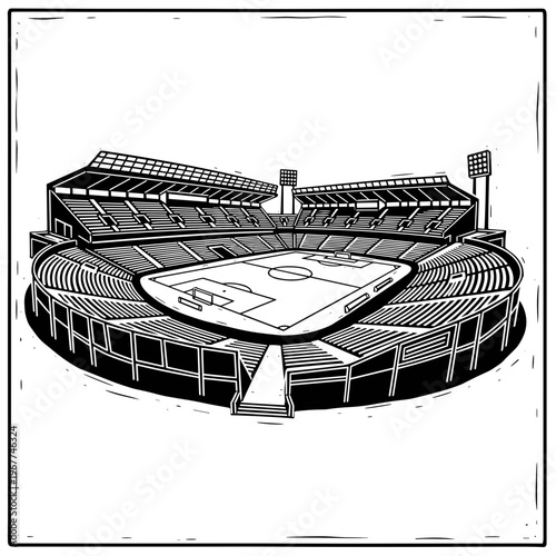 Vector Pinocut Stadium with a view of a football field.