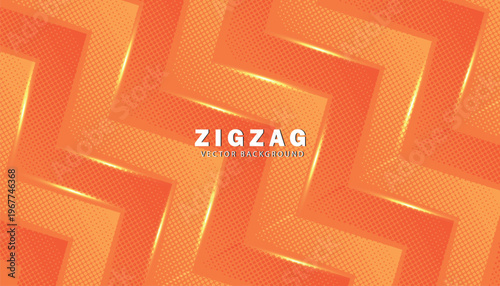 Seamless halftone chevron pattern vector on orange background