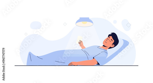 Man in Hospital Bed Using Smartphone Under Medical Lamp
