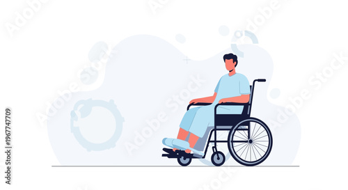 Man in Wheelchair, Medical Assistance, Rehabilitation, Healthcare, Disability Support