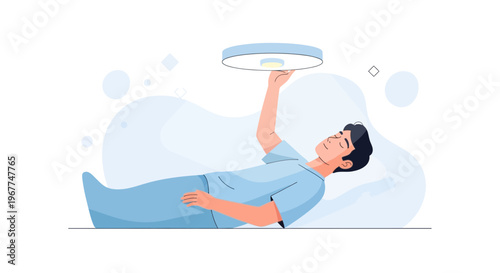 Man Lying Down Under Medical Examination Lamp, Healthcare Concept