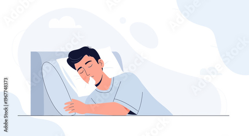 Man Sleeping Peacefully in Bed, Calm Night, Restful Sleep, Healthy Lifestyle