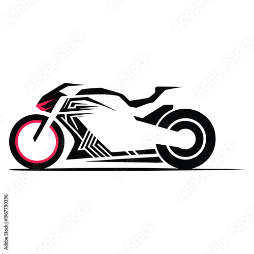 Stylish futuristic motorcycle with sleek design and bold accents