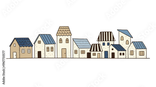 Hand Drawn Cute Cartoon House Illustration for Real Estate Neighborhood and Community Branding Marketing Web Header