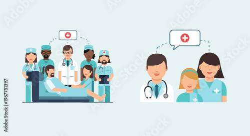 Diverse Medical Team Caring for Patients, Healthcare Professionals, Doctor, Nurse